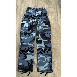 Blue Camo Pants XS-Reg Cargo Military Y2K 1227-0429-KP-0704 26x30.5